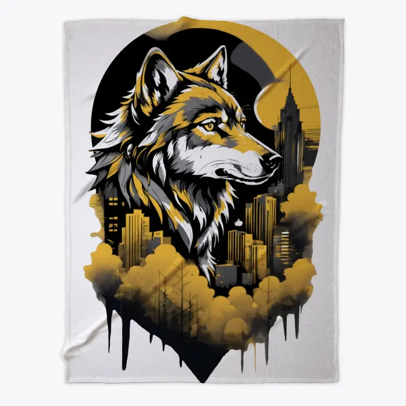 Black & Gold Urban Wolf Shirt