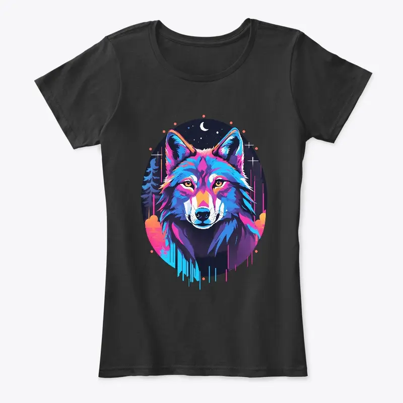 Eerie Neon Blacklight Wolf Shirt