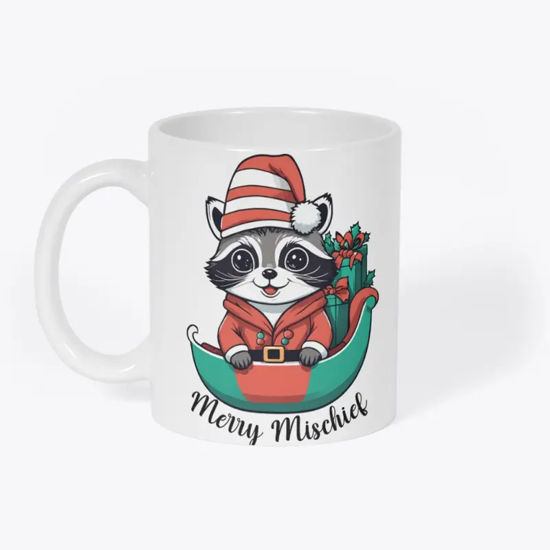 Merry Mischief Raccoon Christmas Sleigh 