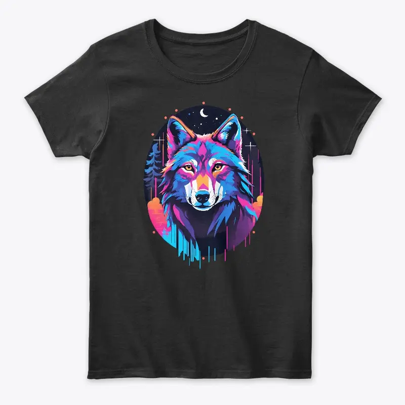 Eerie Neon Blacklight Wolf Shirt