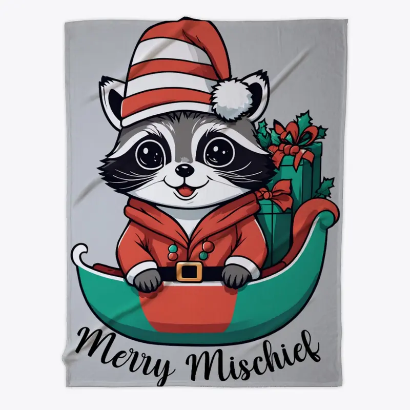 Merry Mischief Raccoon Christmas Sleigh 