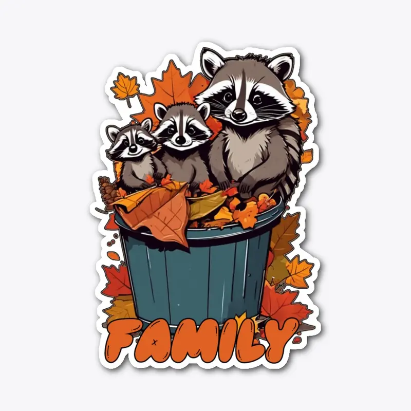 Autumn Trash Adventure - Raccoon Family